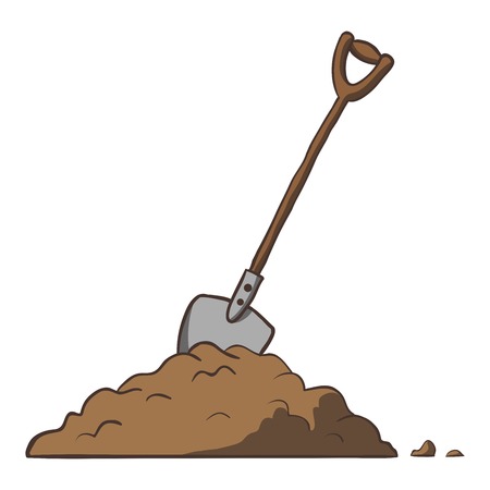 Shovel in dirt  Vector cartoon freehand illustration のイラスト素材