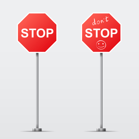 Stop and Dont Stop road sign isolated  Vector illustrationのイラスト素材