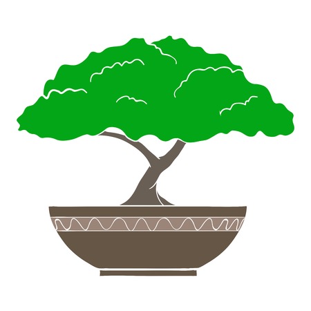 Vector Illustration of colorful bonsai tree isolated on white backgroundのイラスト素材