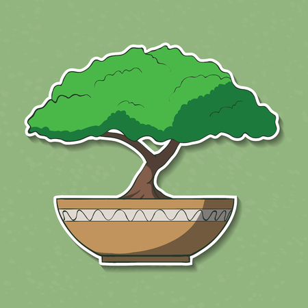Vector Illustration of colorful paper bonsai tree のイラスト素材