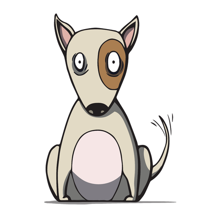 Funny cartoon bull terrier dog  Vector illustrationのイラスト素材