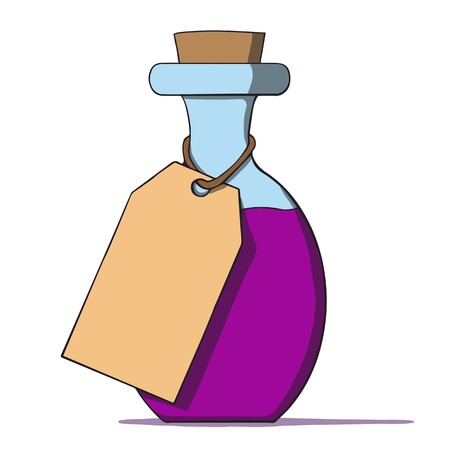 Cartoon bottle with a tag  Vector illustrationのイラスト素材