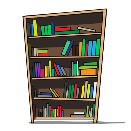 Cartoon illustration of a bookshelf のイラスト素材