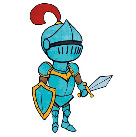 Cartoon knight in armour with sword and shieldのイラスト素材
