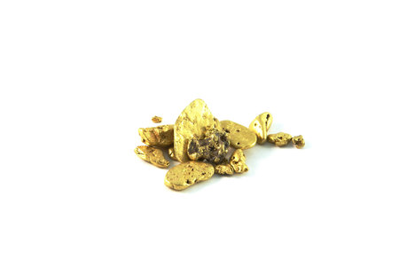 Gold nuggets isolated a white background.