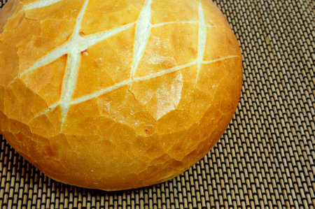 Round loaf of fresh sourdough bread