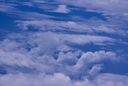 Blue sky background with clouds way to India From Bali.Sunny Day..の写真素材