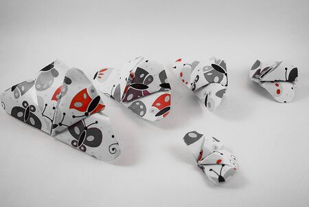 Paper Handmade Colorful butterflies on a white background. Love and Valentine's day concept. Top view â Delhi, India .の写真素材