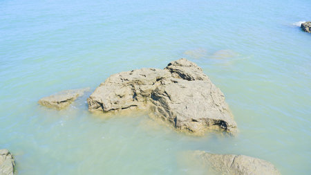 Natural View Of Coral Rocks Inundated By Tropical Sea Water, Tanjung Kalian, Indonesia