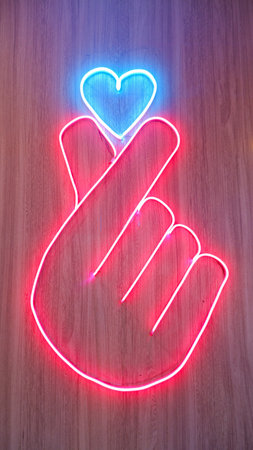 A Colorful Led Light In The Shape Of A Fingerの写真素材