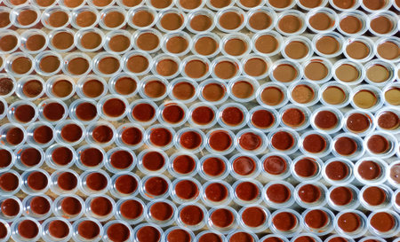 Serving Of Chocolate Pudding Arranged Neatly And Tightly, Photo For Background