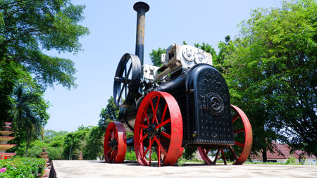 An Old Steam Locomotive Engine Located In Muntok City Park, West Bangka, Indonesia