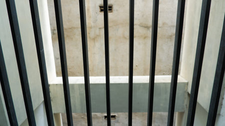Iron Trellis Fence Dividing The Building