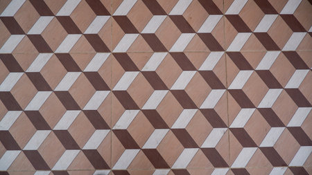 Beautiful Cube Patterns From A Tile Floor In The City Of Muntok, Indonesia