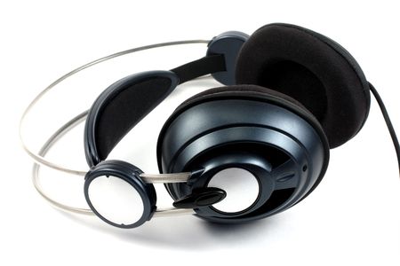 earphones for music isolated on white backgroundの写真素材