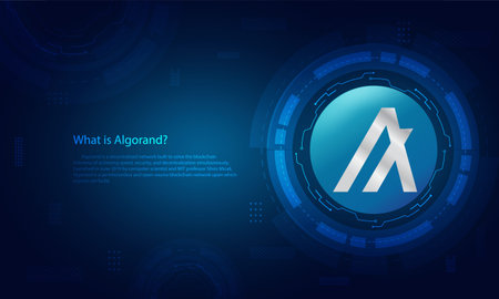 Algorand (ALGO) meaning concept.Abstract background blue technology.Futuristic design.のイラスト素材