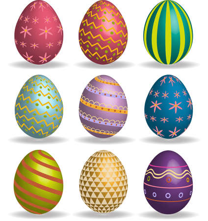 Happy Easter.3D eggs with defferents texture elements and colorful.のイラスト素材