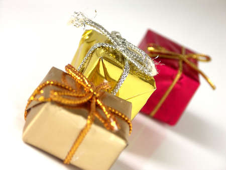 Three  decorations - surprise on white backgroundの写真素材