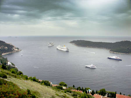 Croatia - Dubrovnik - haven with trajectsの写真素材