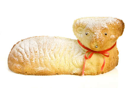 Easter roast sweet ram with ribbonの写真素材
