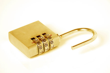 Digital combination lock isolated on white