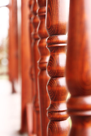 wooden banisters with small focus