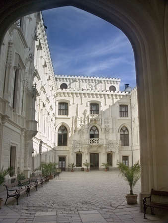 Czech Republic - white castle Hluboka nad Vltavouのeditorial素材