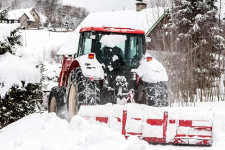 Czech Republic Mountains Jizerske Hory Snowblower On Road In Bedrichovの写真素材