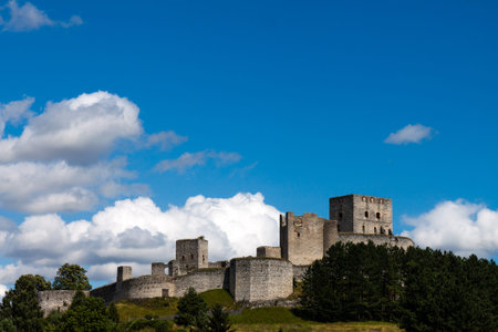 Czech Republic - Summer Landscape with Medieval Stone Castle Ruins Rabiのeditorial素材