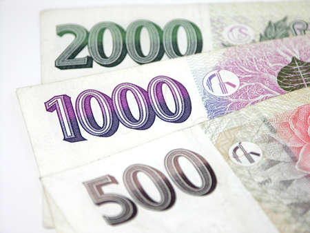 Czech money on white backgroundの写真素材