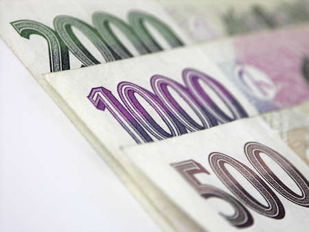 Czech money on white backgroundの写真素材