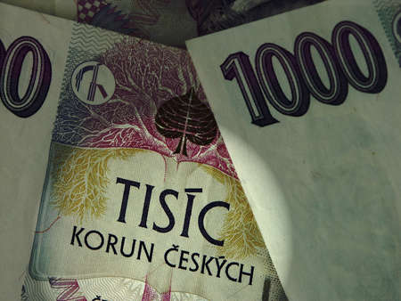 Czech money on white backgroundの写真素材