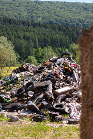 Dangerous dump in the middle of nature near forest, Czech Republicの写真素材
