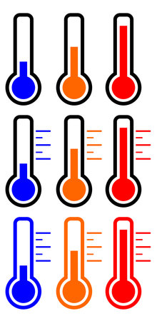 Thermometer Vector Image Set, Cold Warm Hot.