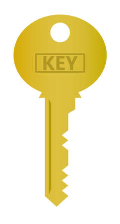 Key brass colored vector image, upright simple illustration.のイラスト素材