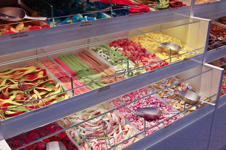 Collection of sweets in a shop windowのeditorial素材