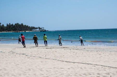 Fishermen on the beach of Sri Lanka
