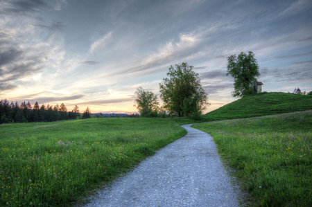 HDR image of a landscape in the evening