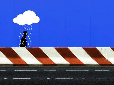 Unlucky man walking on the street