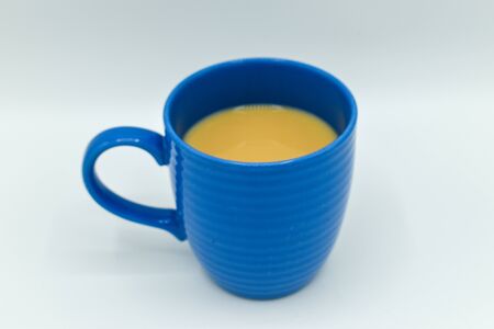 Blue cup of tea isolated on White Backgroundの写真素材