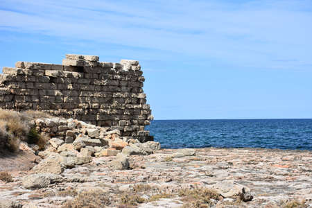 Italy, Egnazia, archaeological site, messapic wallの写真素材