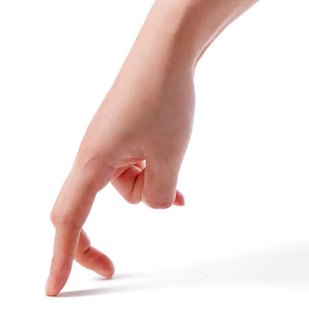 Hand gestures make move  isolated on whiteの写真素材