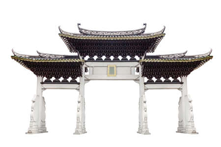 china memorial arch isolated on white background squareの写真素材