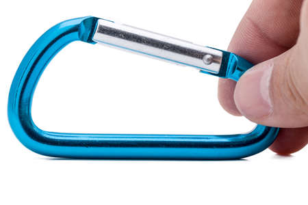 Hand metal buttons blue isolation on whiteの写真素材