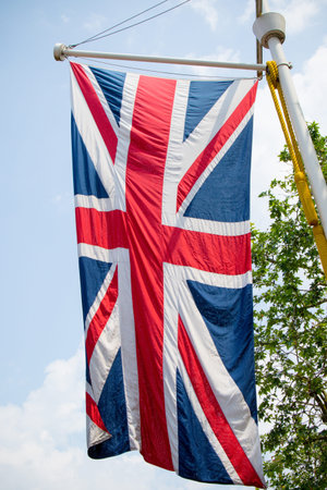 London, United Kingdom - June 5th, 2016: The UKâ€™s national flag the Union Flag, also known as...