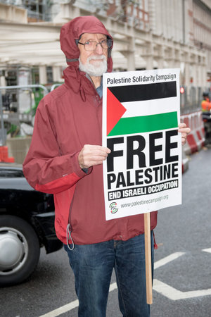 4th November 2017, London, United Kingdom:-Pro Palestine demonstrators march through London against...