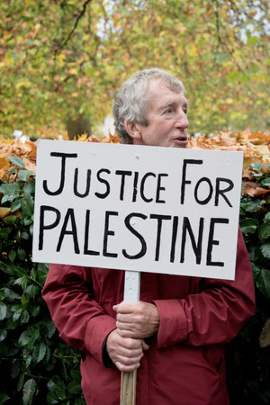 4th November 2017, London, United Kingdom:-Pro Palestine demonstrators march through London against...