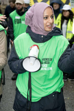 4th November 2017, London, United Kingdom:-Pro Palestine demonstrators march through London against...