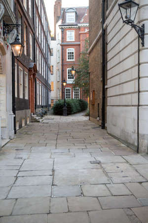 London, United Kingdom - October 30th, 2017:- A Cobbled street near Temple Churchのeditorial素材