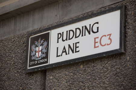 London, United Kingdom - October 30th, 2017:-Pudding Lane, where the great fire of London started in 1666のeditorial素材